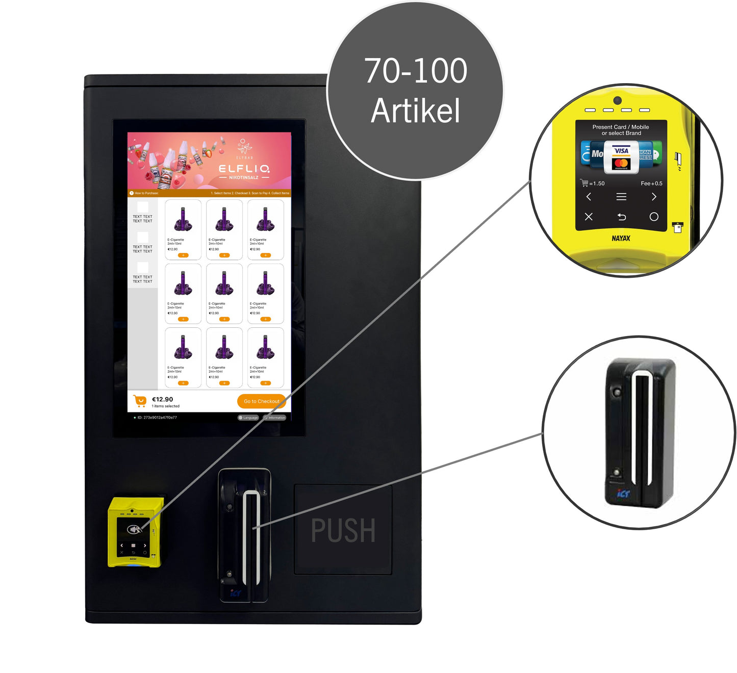 Vapeautomat mit Nayax und Altersverifizierung